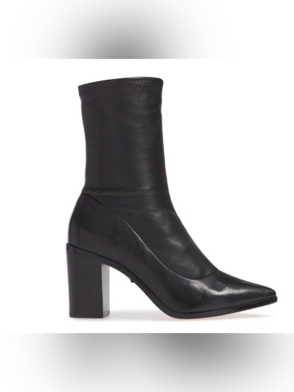 🆕 New In Box SCHUTZ | Amellie Black Leather Pointed Toe Block Heel Booties 8